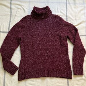 LL Bean Cozy Women's Turtleneck Sweater in Burgundy Size Large
